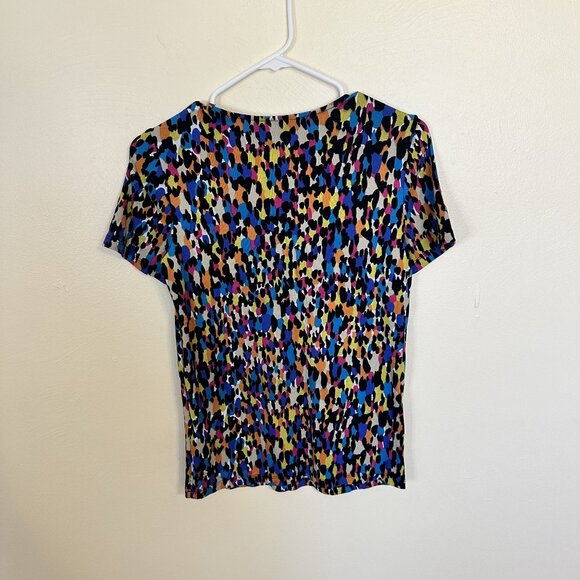 Rafaella Studio Womens Blouse Multicolor Abstract Short Sleeve V Neck Top Small - Picture 3 of 6